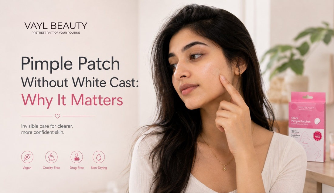 Clear pimple patch with no white cast blending into brown skin