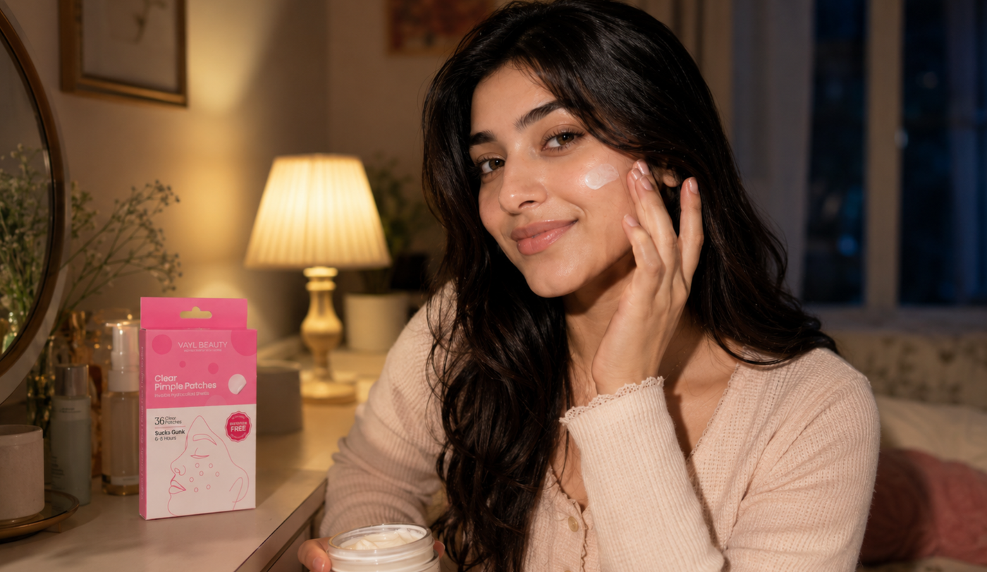 Pimple patch before or after moisturiser - correct skincare routine order VAYL Beauty