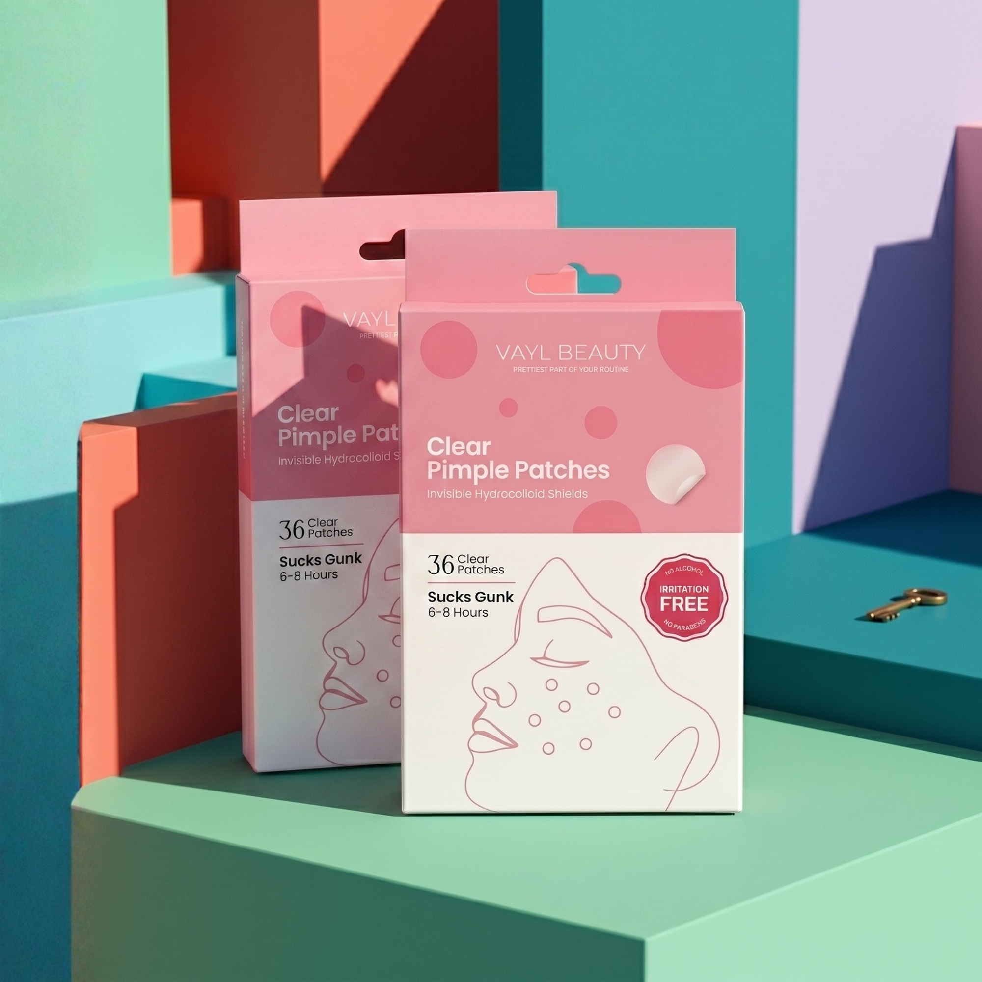 VAYL Beauty Clear Pimple Patch Bundle of 2. Two boxes of hydrocolloid pimple patches, 72 patches total, Pakistan.